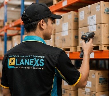 Proses scanning barcode dilakukan untuk memastikan akurasi data dan memudahkan pelacakan setiap paket.