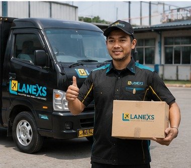 Kurir profesional LANEXS Logistics siap mengantarkan paket dengan cepat, aman, dan tepat sasaran.